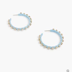 J.Crew-Woven rhinestone wrapped hoop earrings-blue-NWT